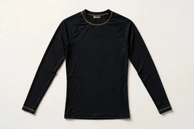 Primitiva maillot de compression à manches longues en noir et doré avec l’étiquette de col Primitiva