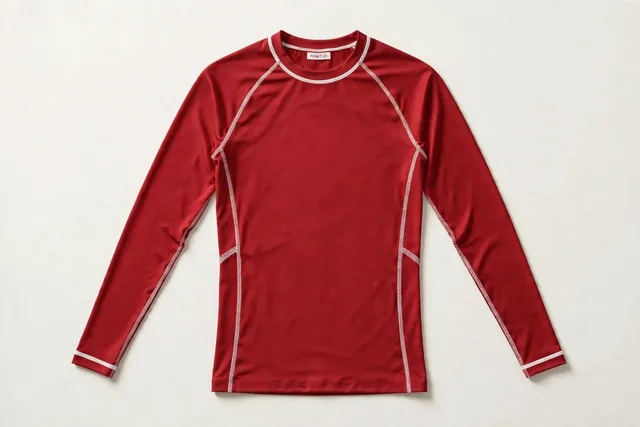 Primitiva maillot de compression à manches longues en rouge et blanc avec l’étiquette de col Primitiva