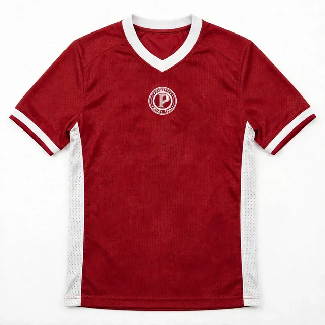 Maillot en filet blanc Primitiva avec un petit emblème rouge à la poitrine et le chiffre 9 rouge au dos