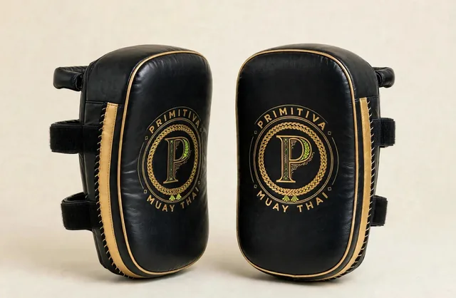 Primitiva paos BG en noir et doré, paos en cuir courbés avec l’emblème sur la face de frappe. Vendus par paire