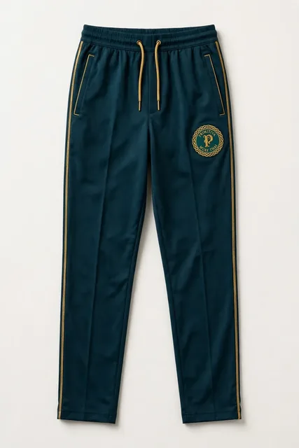 Primitiva pantalon de survêtement GT en sarcelle et doré avec bande latérale et l’emblème sur la cuisse